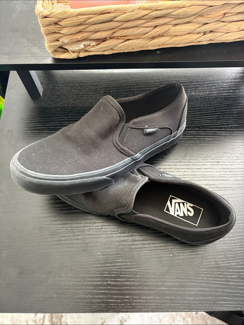 Vans Black Canvas Slip-On Loafers